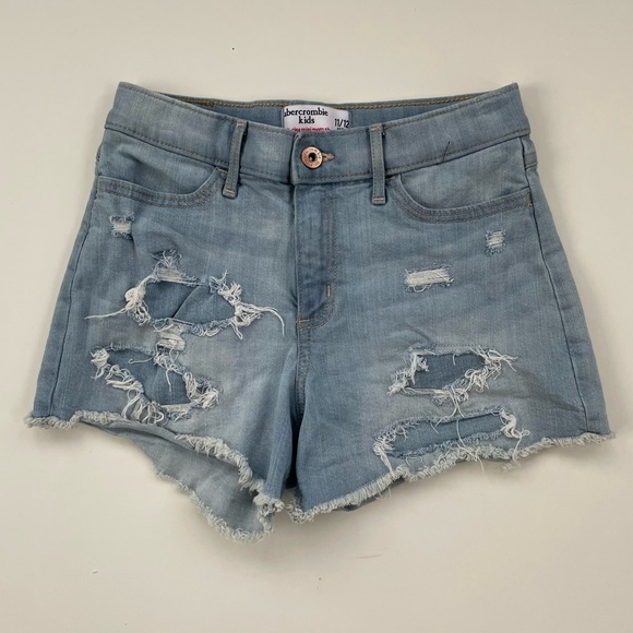 Abercrombie Kids Girls Light Washed High-Rise Mini Mom Short Size 11/12 - Picture 1 of 5